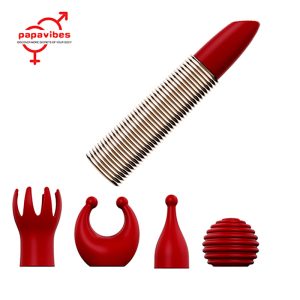 Lipstick Vibrator with 5 Replaceable Red Heads (1)